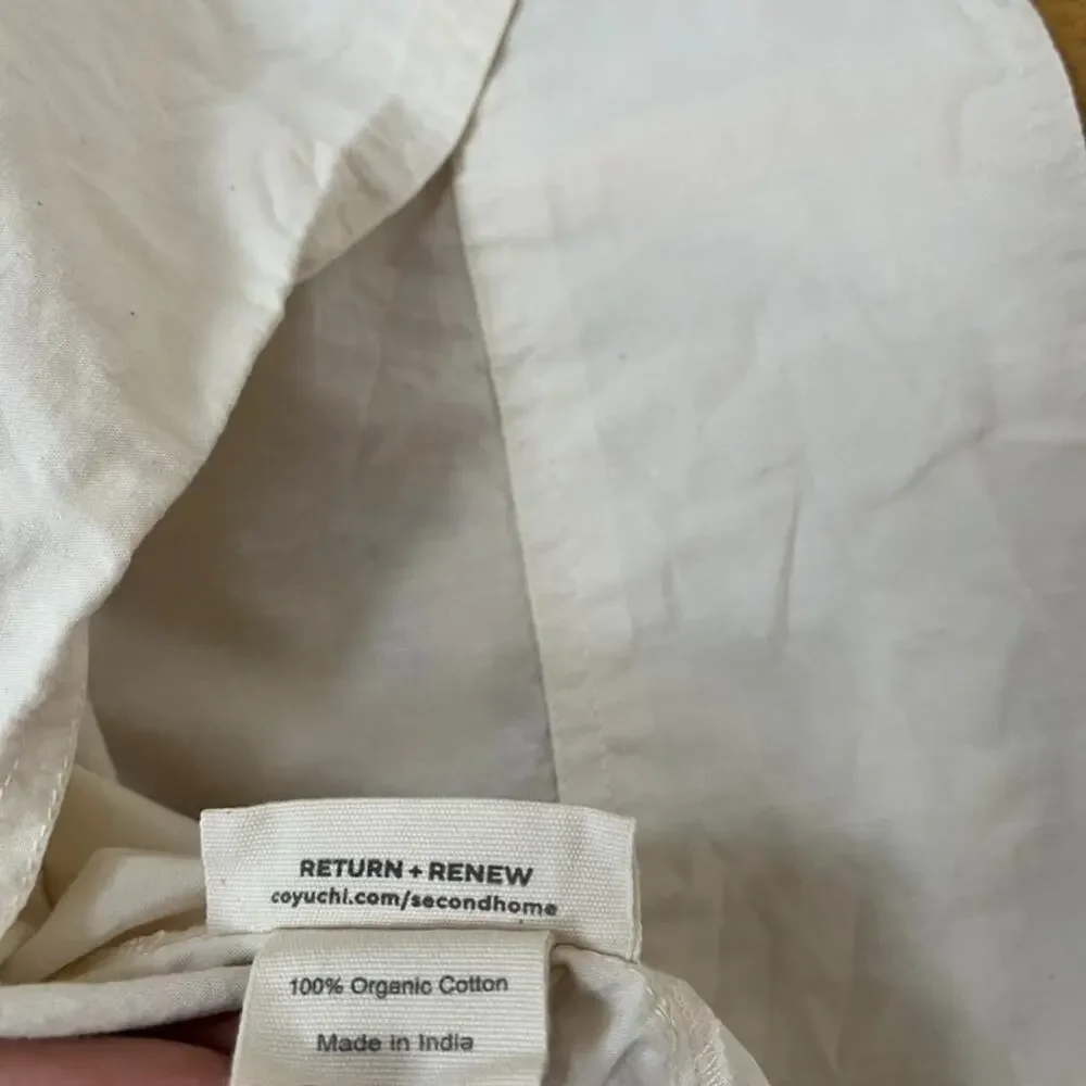 COYUCHI Organic Cotton Cream Sheet Set Pillowcase Fitted & Flat